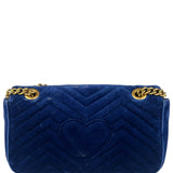 Gucci GG Blue Velvet Marmont Chain Shoulder Bag