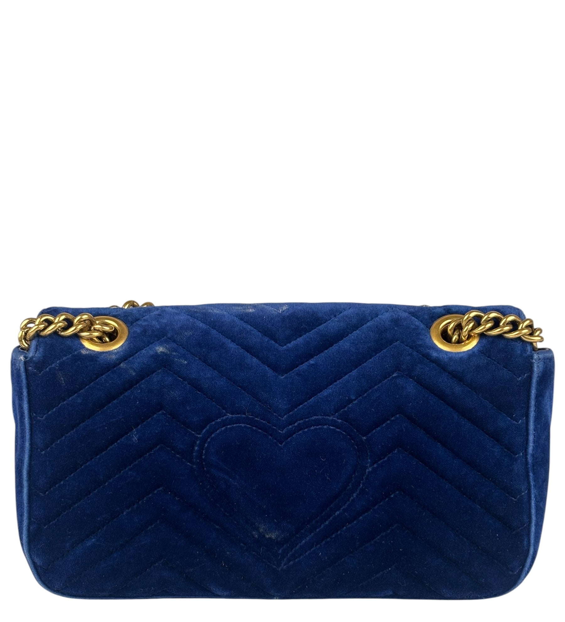 Gucci GG Blue Velvet Marmont Chain Shoulder Bag