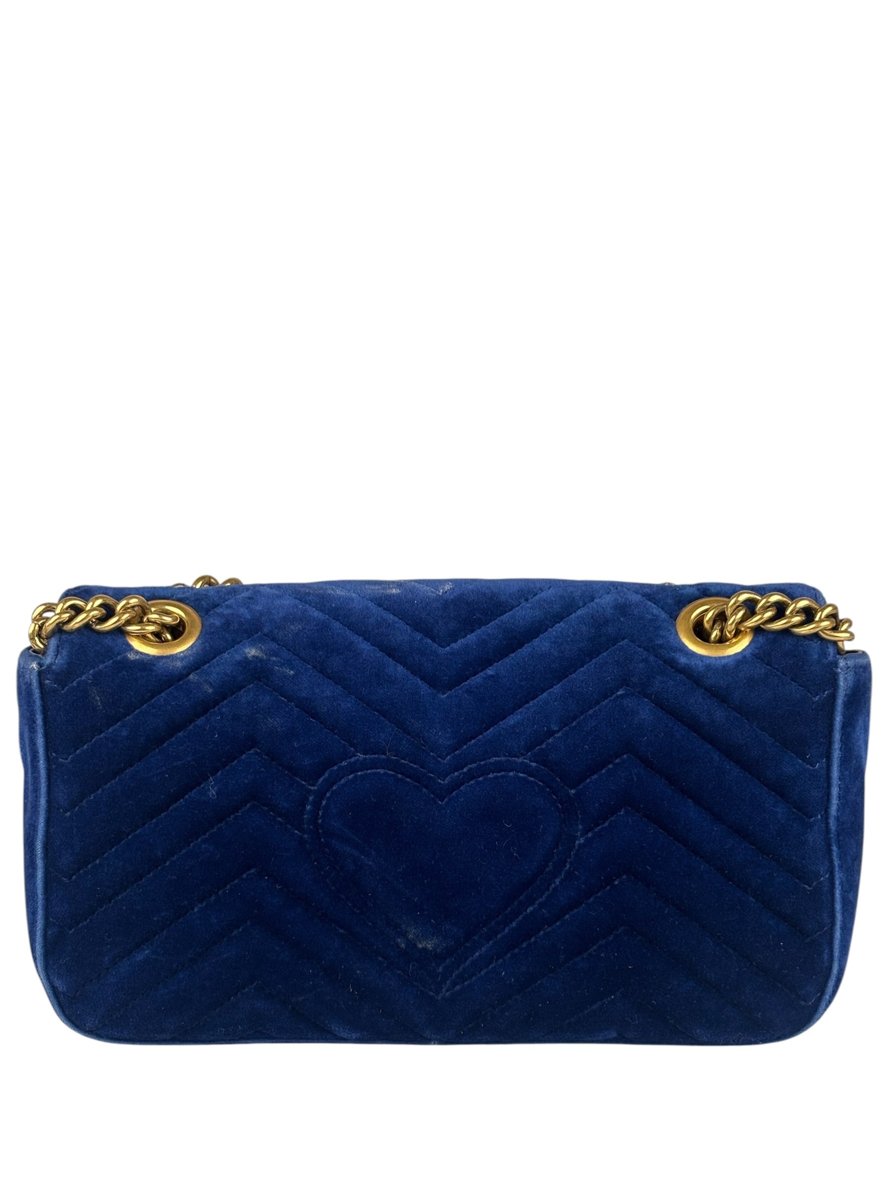 Gucci GG Blue Velvet Marmont Chain Shoulder Bag