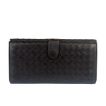 Bottega Veneta Brown Leather Woven Intrecciato Bi-Fold Continental Wallet