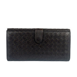 Bottega Veneta Brown Leather Woven Intrecciato Bi-Fold Continental Wallet