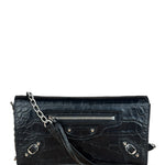 Balenciaga Black Croc Embossed Le City Clutch
