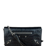 Balenciaga Black Croc Embossed Le City Clutch