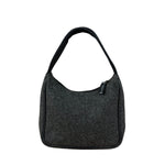 Prada Charcoal Gray Wool Sport Mini Hobo Bag