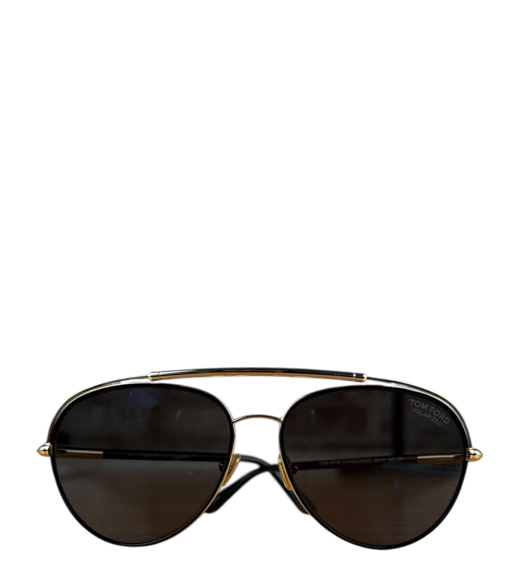 Tom Ford Black/Gold Brow Frame Aviatior Sunglasses