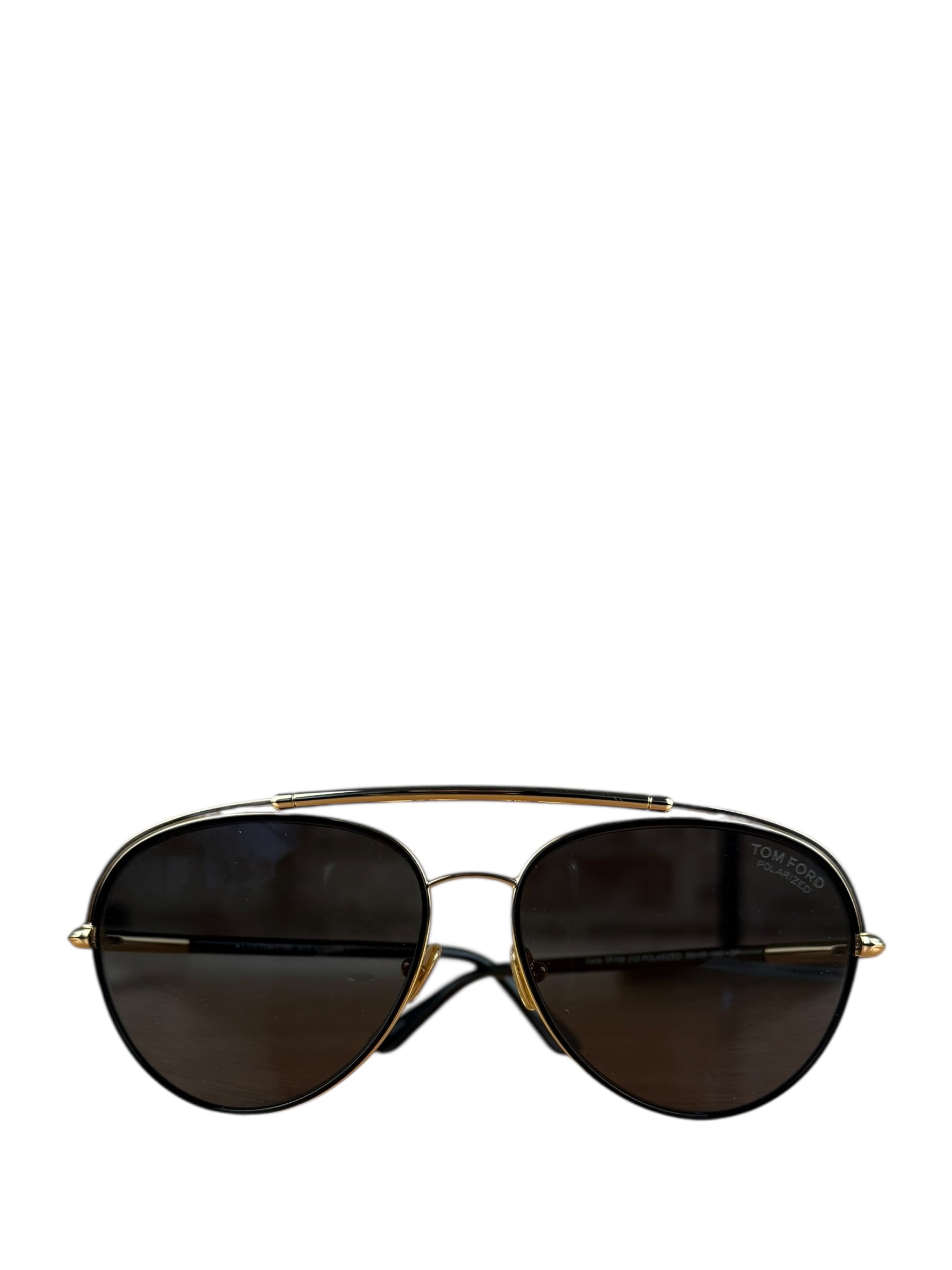 Tom Ford Black/Gold Brow Frame Aviatior Sunglasses
