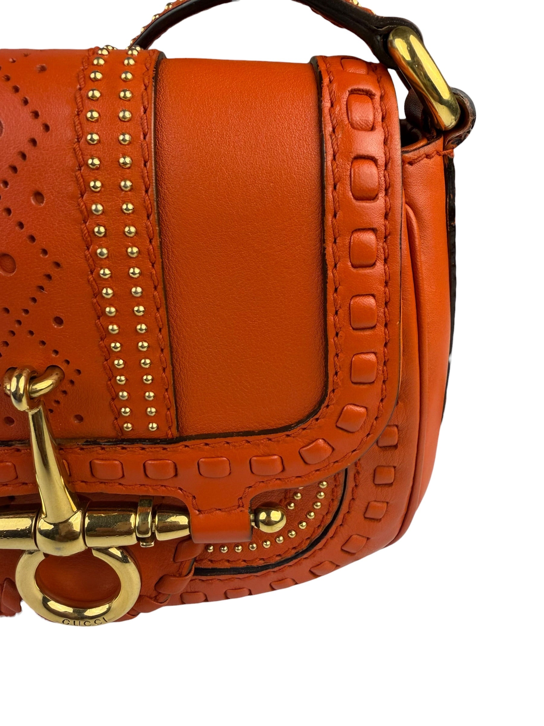 Gucci Orange Leather Snaffle Shoulder Bag