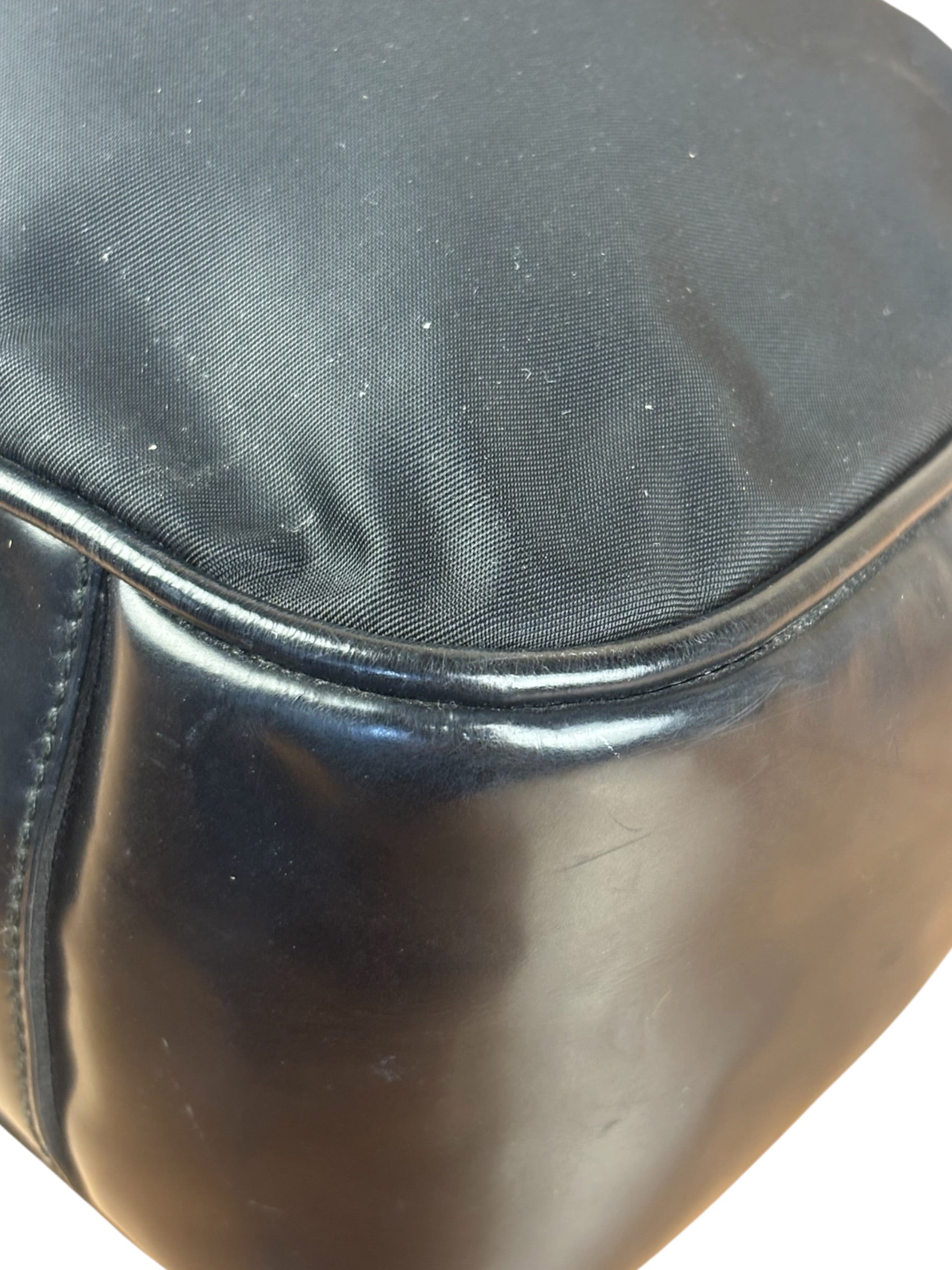 Prada Black Tessuto Nylon Leather Trim Hobo Bag