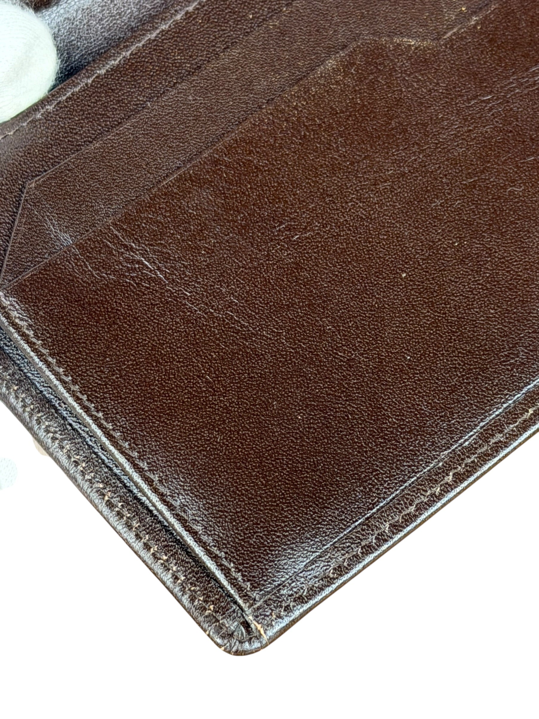 Christian Dior Brown Leather Bifold Checkbook Wallet
