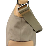 Prada Beige Cloth/Patent Leather Trim Shoulder Bag