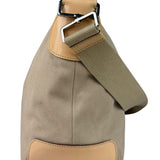 Prada Beige Cloth/Patent Leather Trim Shoulder Bag