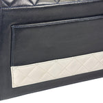 Chanel Vintage White/Black Quilted Lambskin Trapezoid Flap Bag 1990's