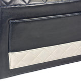 Chanel Vintage White/Black Quilted Lambskin Trapezoid Flap Bag 1990's