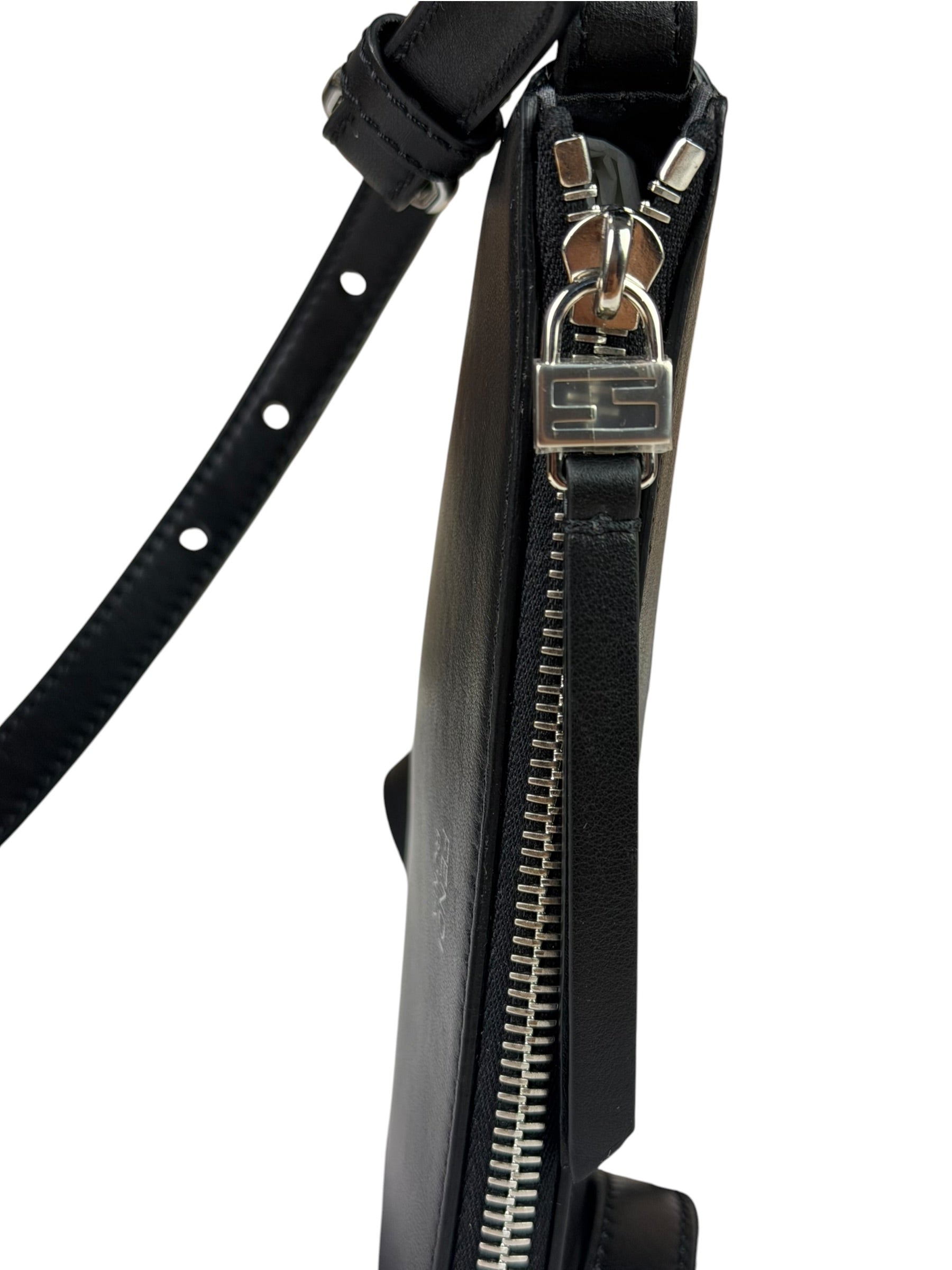 Fendi Roma Black Calf Leather Pochette Crossbody