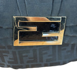 Fendi Black Zucca Canvas Monogram Mia Flap Shoulder Bag