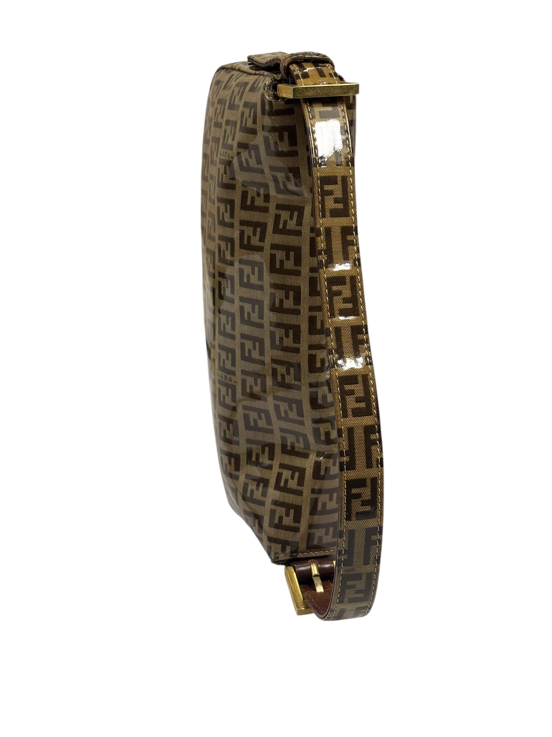 Fendi Brown Vinyl Zucca Baguette
