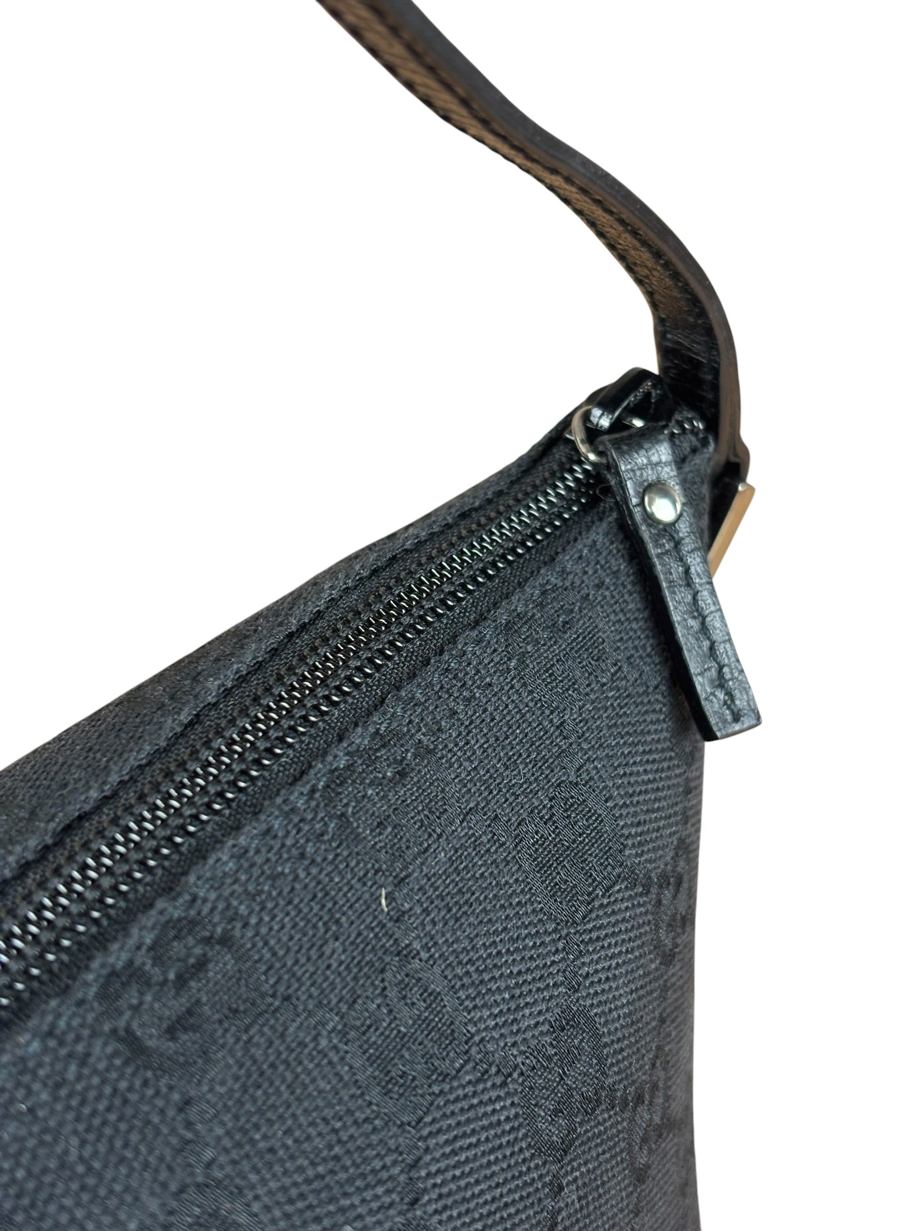 Gucci GG Vintage Black Canvas Monogram Boat Pochette