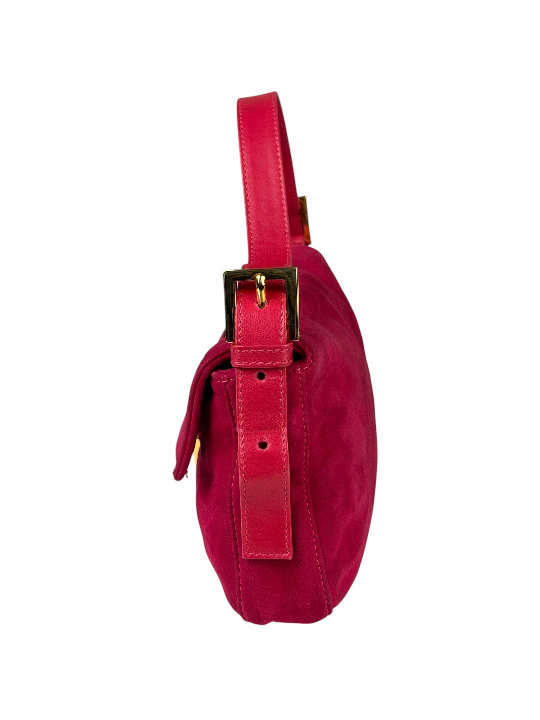 Fendi Pink Suede/Leather Trim Baguette