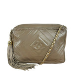 Chanel Tan Beige Chevron Leather Camera Case
