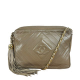 Chanel Tan Beige Chevron Leather Camera Case