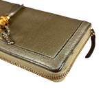 Gucci Bronze Metallic Leather Bamboo Long Zippy Wallet