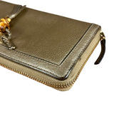 Gucci Bronze Metallic Leather Bamboo Long Zippy Wallet