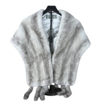 Saga Mink Vintage Grey Fur Tailed Shawl