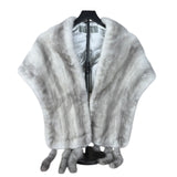 Saga Mink Vintage Grey Fur Tailed Shawl