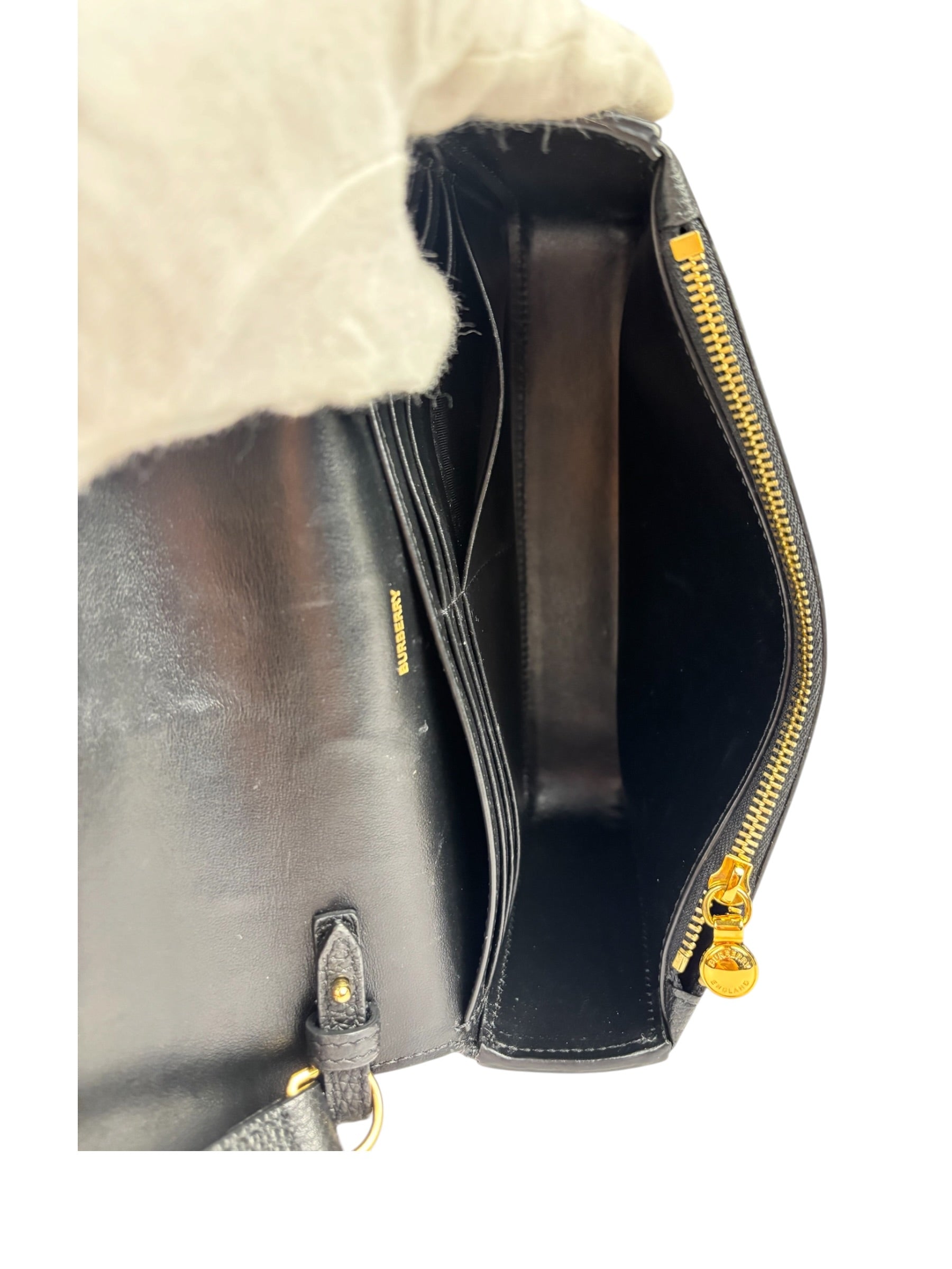 Burberry Black Leather Trim House Hampshire Crossbody