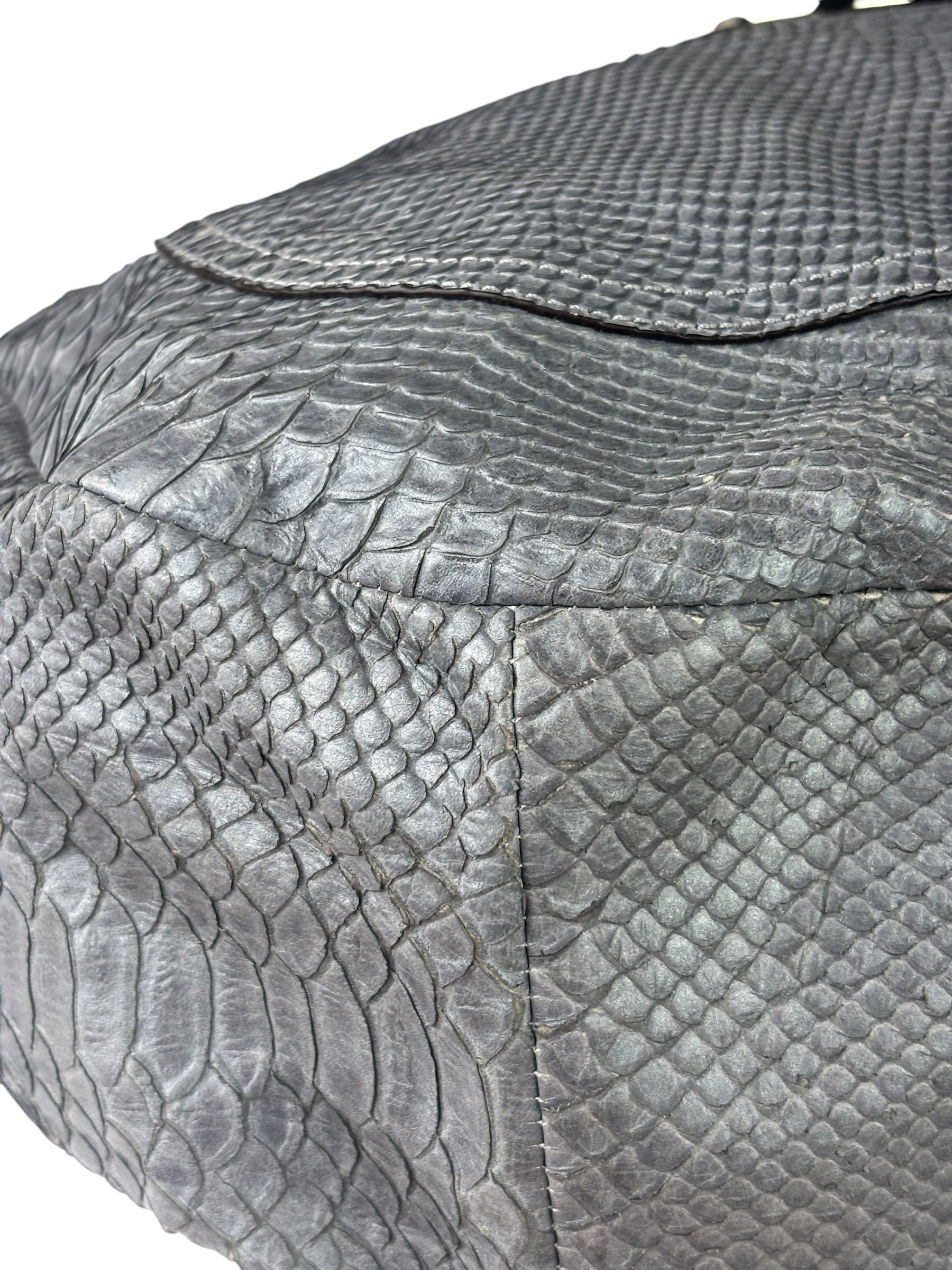Coach Grey Pythonskin  Indy Babouska Two-Way Shoulder Bag