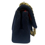 Chanel Navy Quilted Denim Double Flap Bag