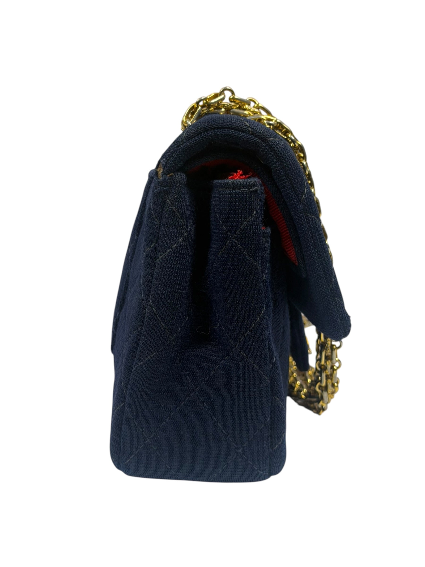 Chanel Navy Quilted Denim Double Flap Bag