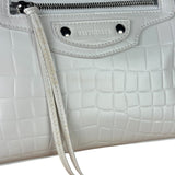 Balenciaga White Crocodile-Embossed Leather Two-Way Bag