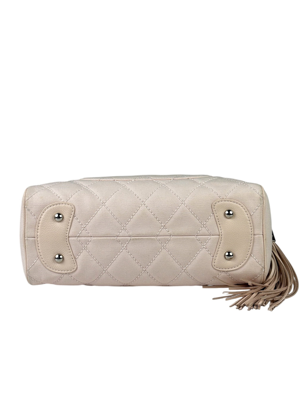 Chanel Pink Leather Trim Quilted Timeless Bowling Handbag 2004