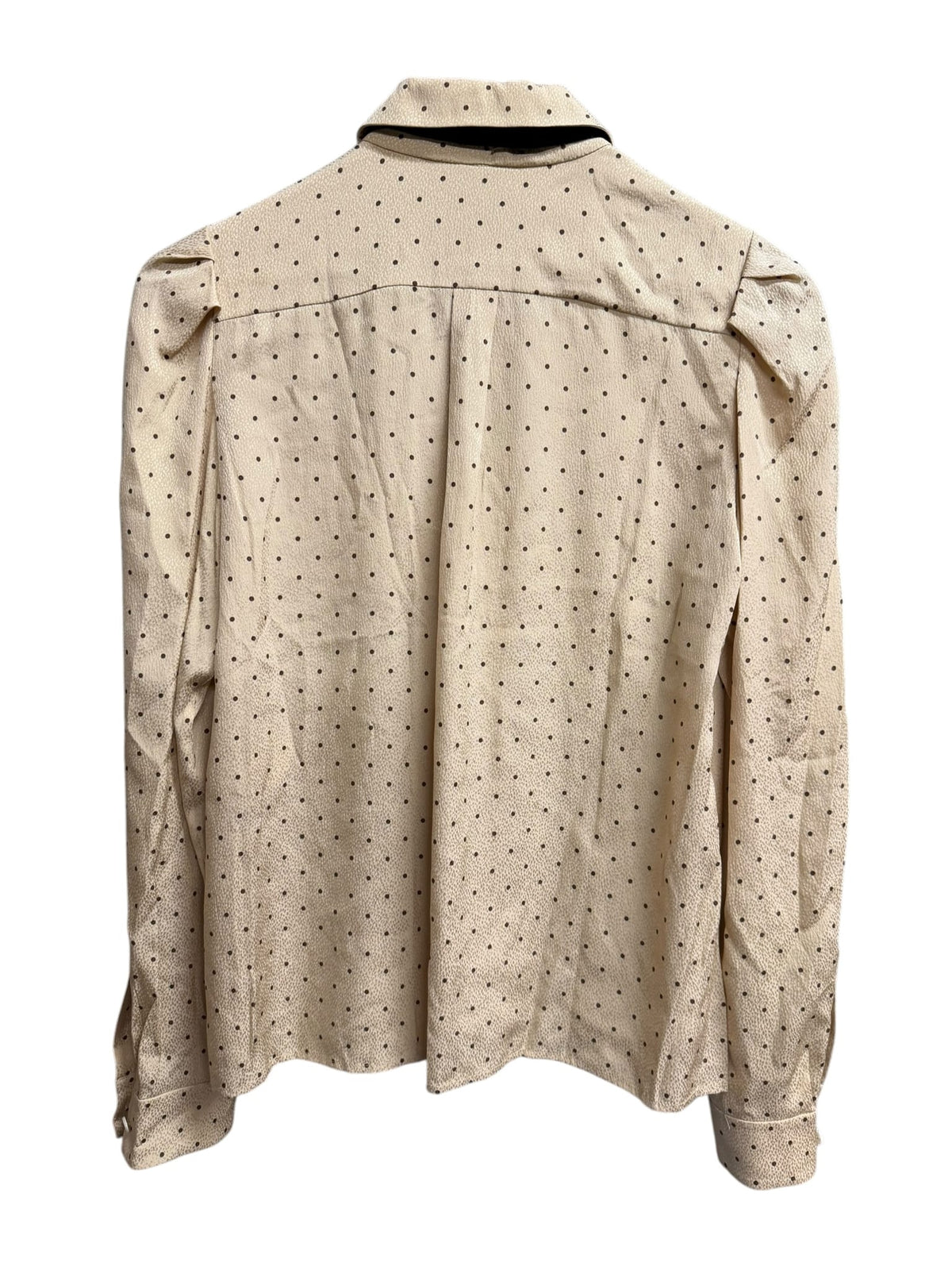 Chloe Beige Silk Polka Dot Velour Bow Blouse