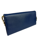 Prada Blue Saffiano Leather Fire Flap Wallet On Chain