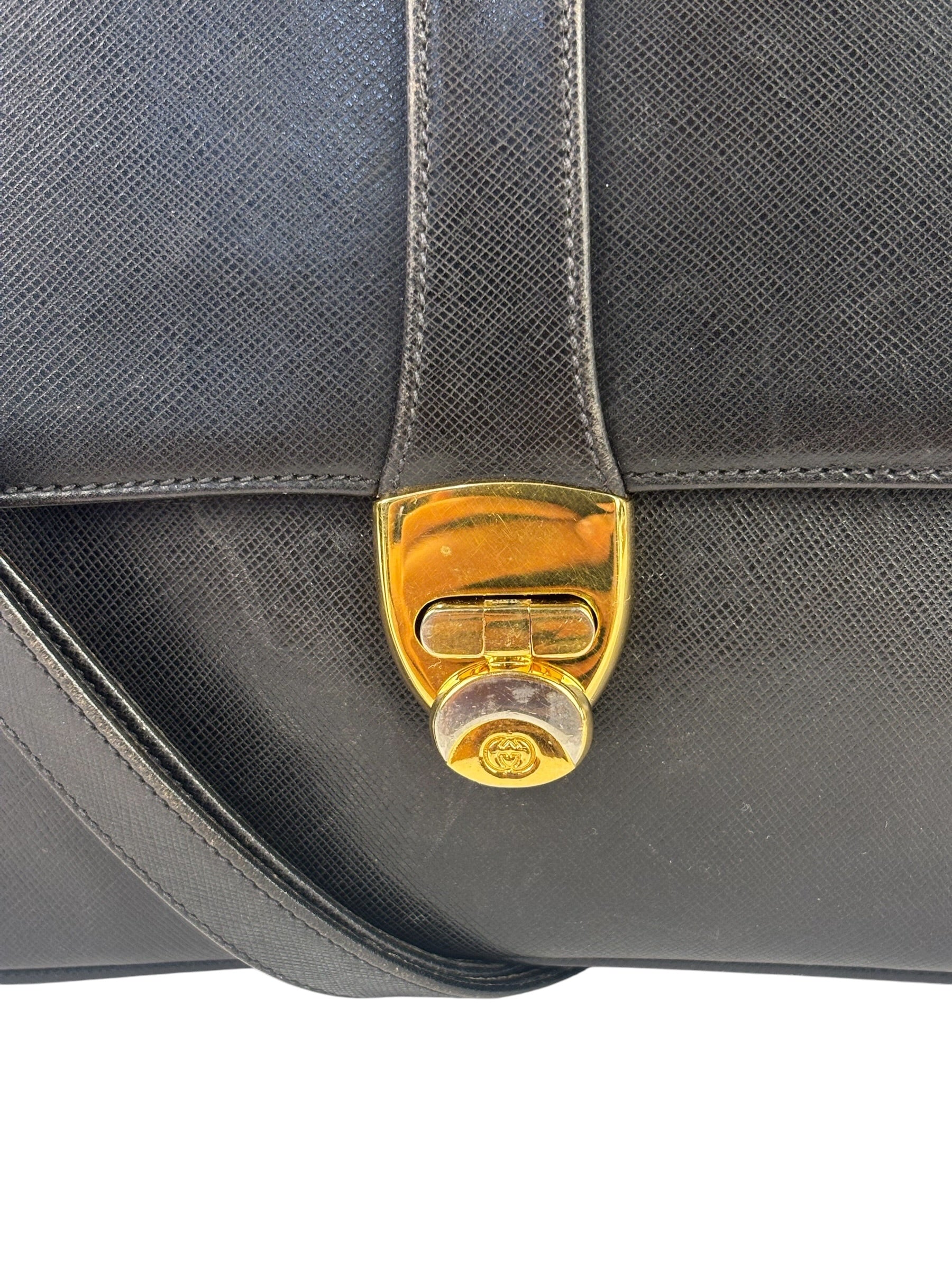 Gucci Black Leather Flap Bag