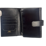 Hermes Vintage Black Box Leather Julia Compact Wallet 1995