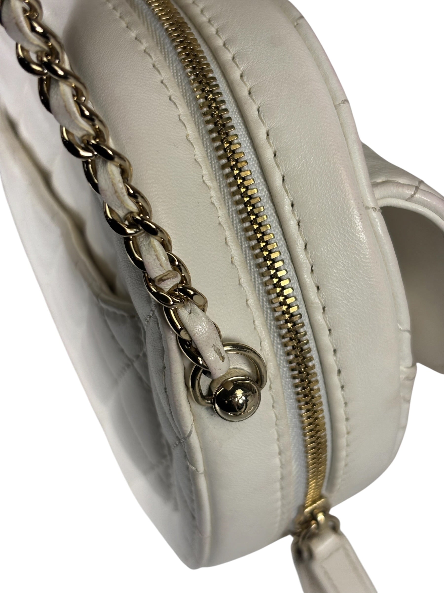 Chanel CC In Love White Quilted Leather Heart Bag 2022