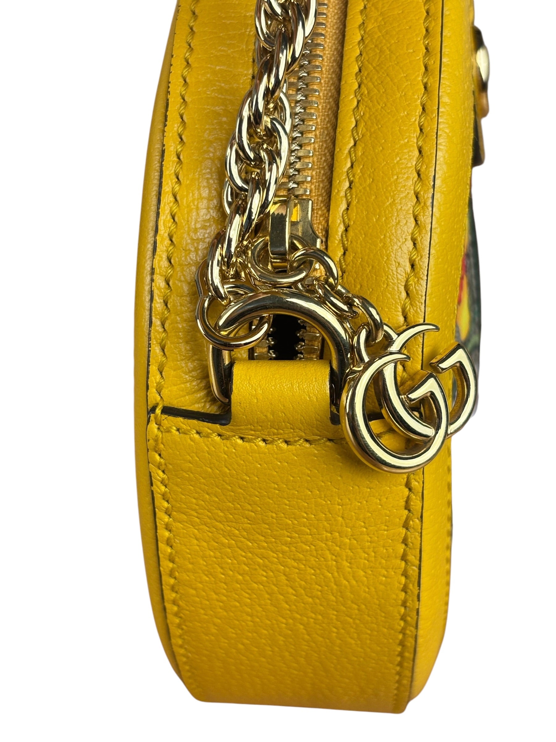 Gucci Ophidia Yellow GG Flora Round Shoulder Bag