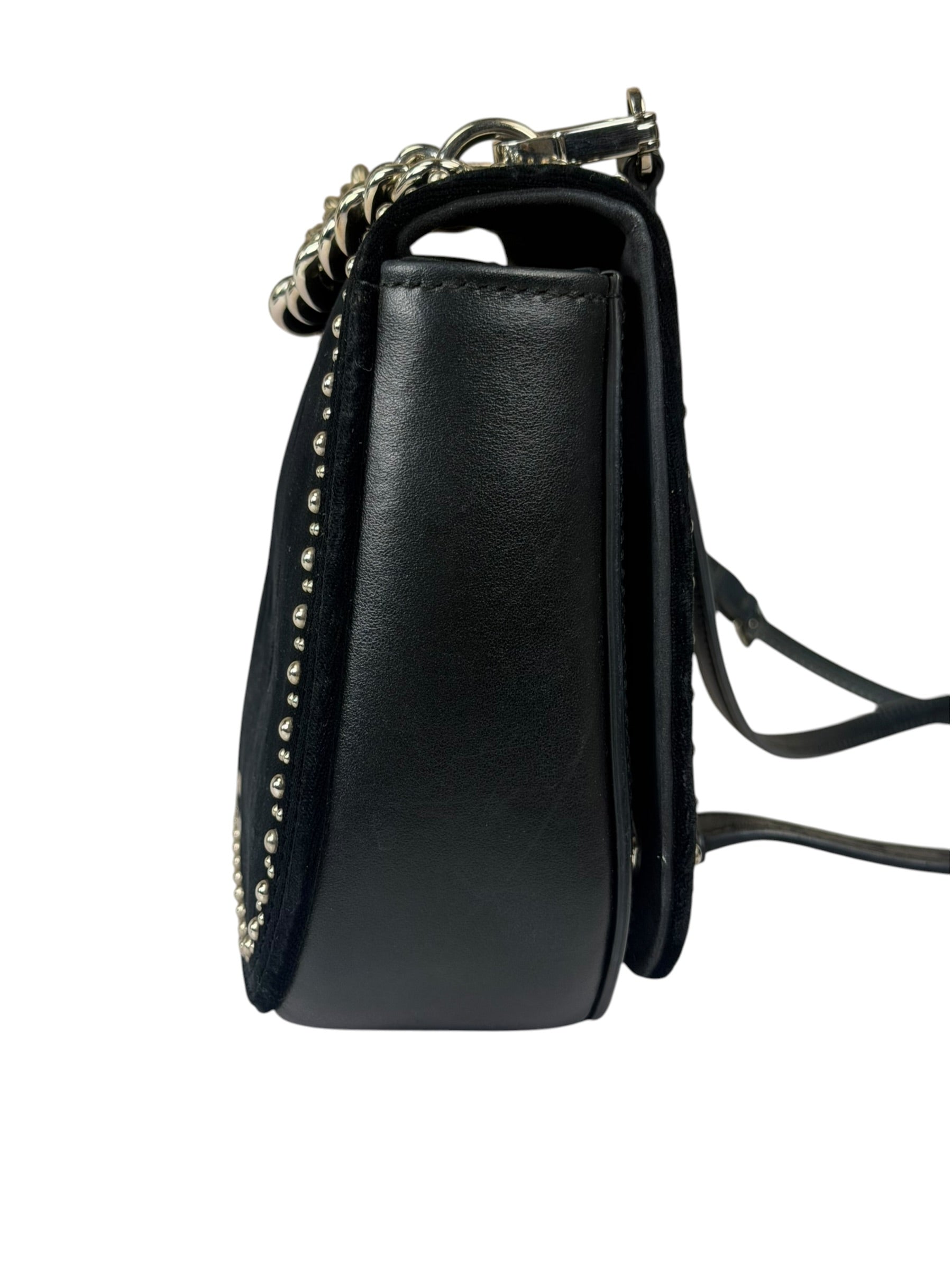 Miu Miu Dahlia Studded Black Velour Two-way Bag