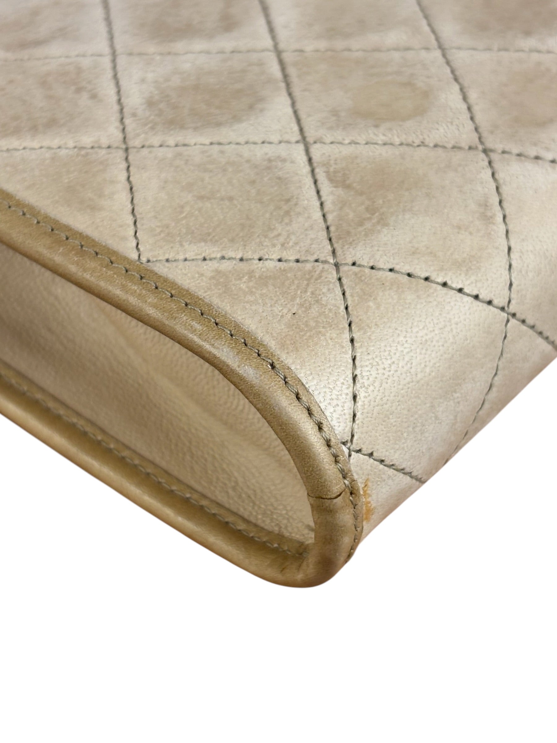 Chanel Beige Leather Trim Matelasse Mini Shoulder Bag 2009