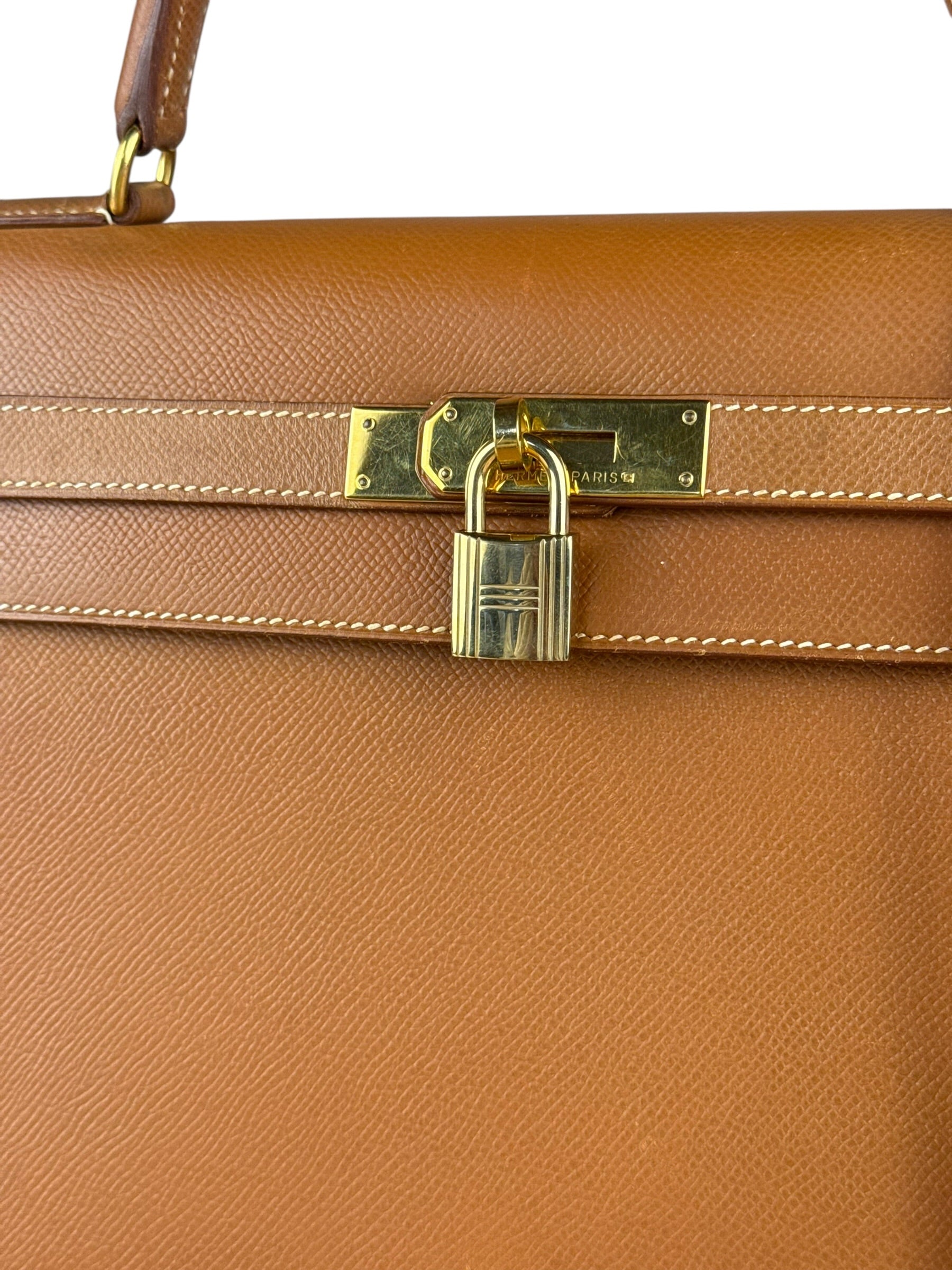 Hermes Kelly 32 Sellier Epsom Gold Handbag 1995