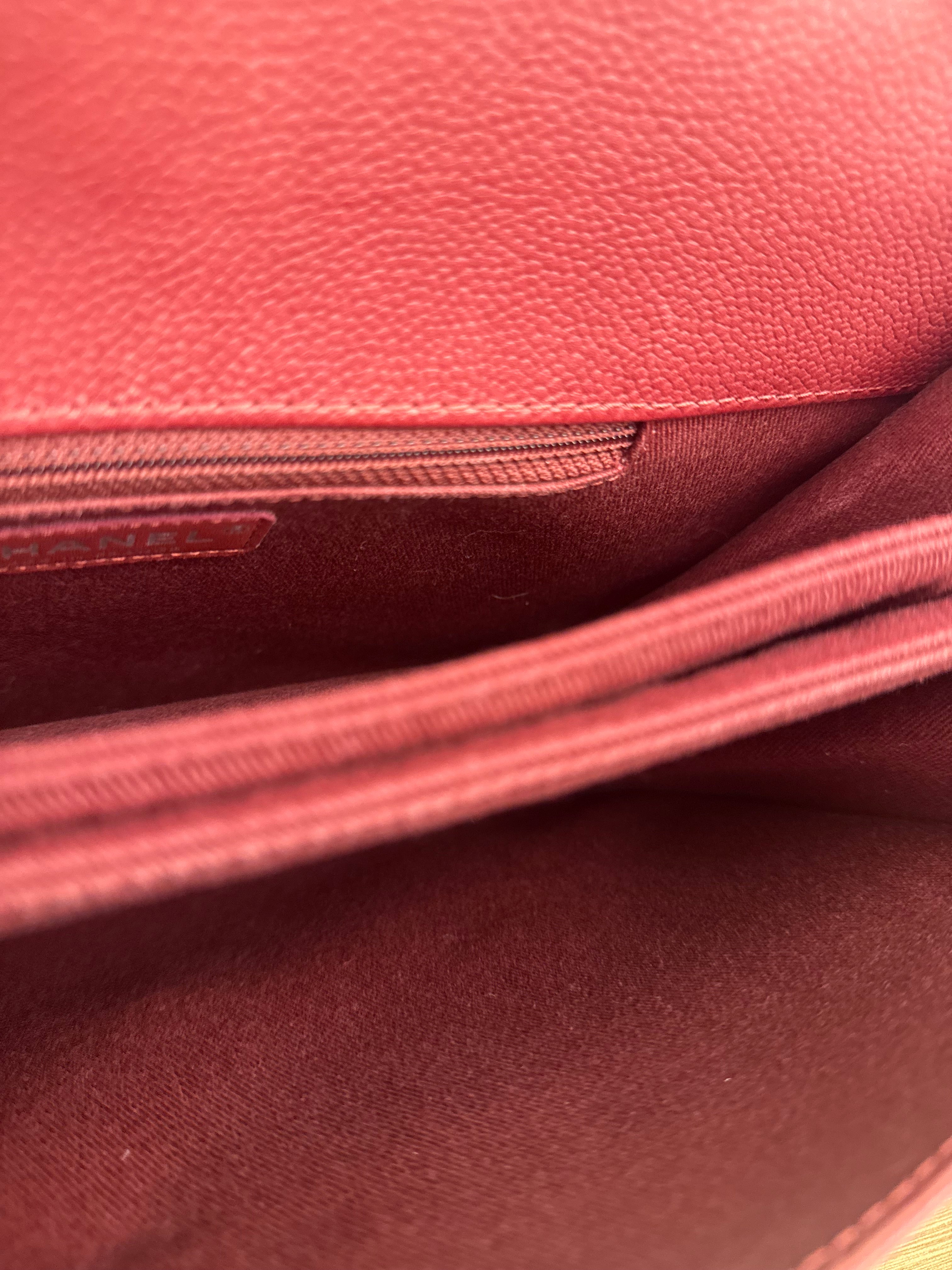 Chanel Red Caviar Leather Maxi Chain Flap Bag 2014
