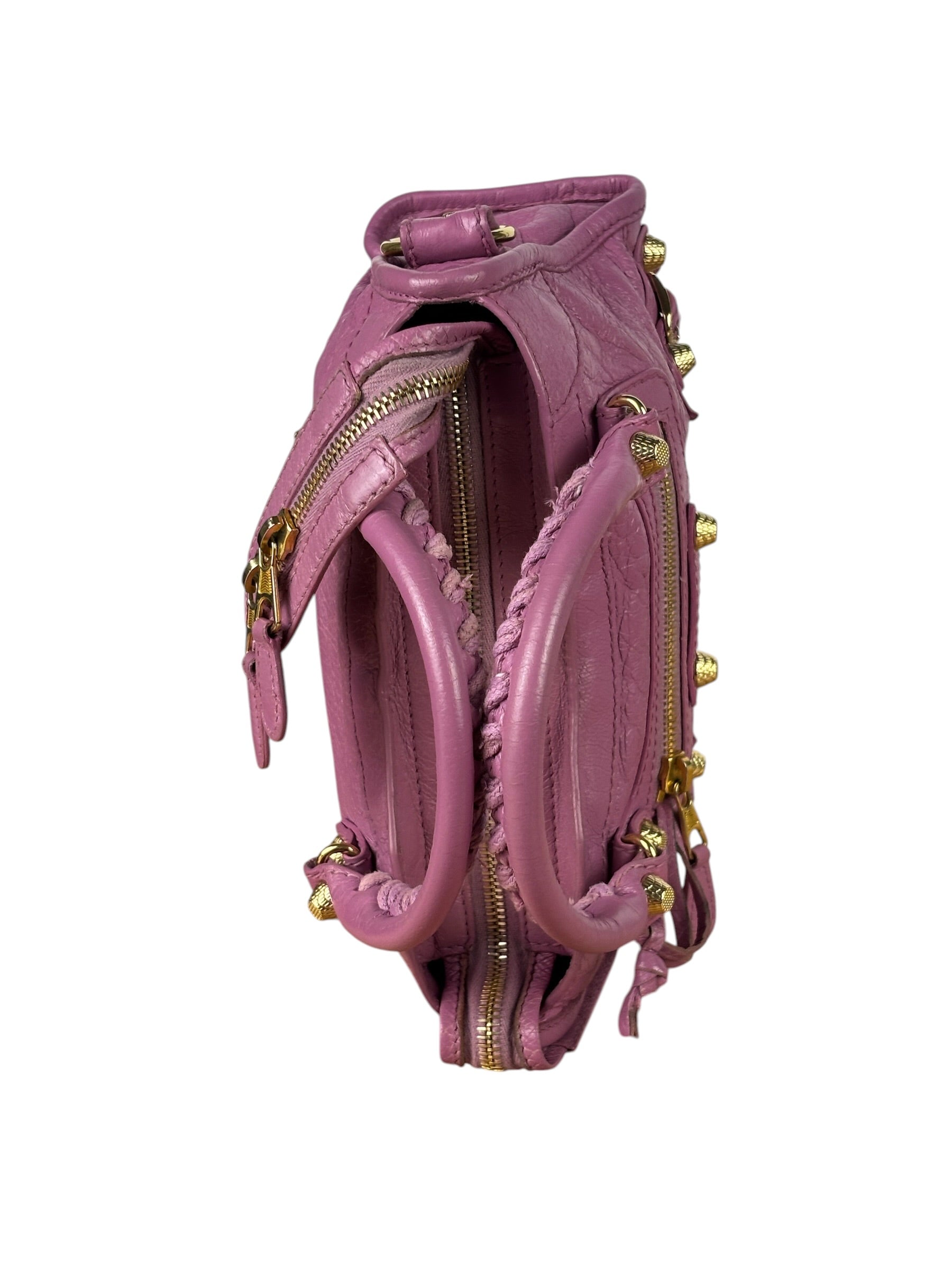 Balenciaga Purple Leather Velo Moto Two-Way Bag