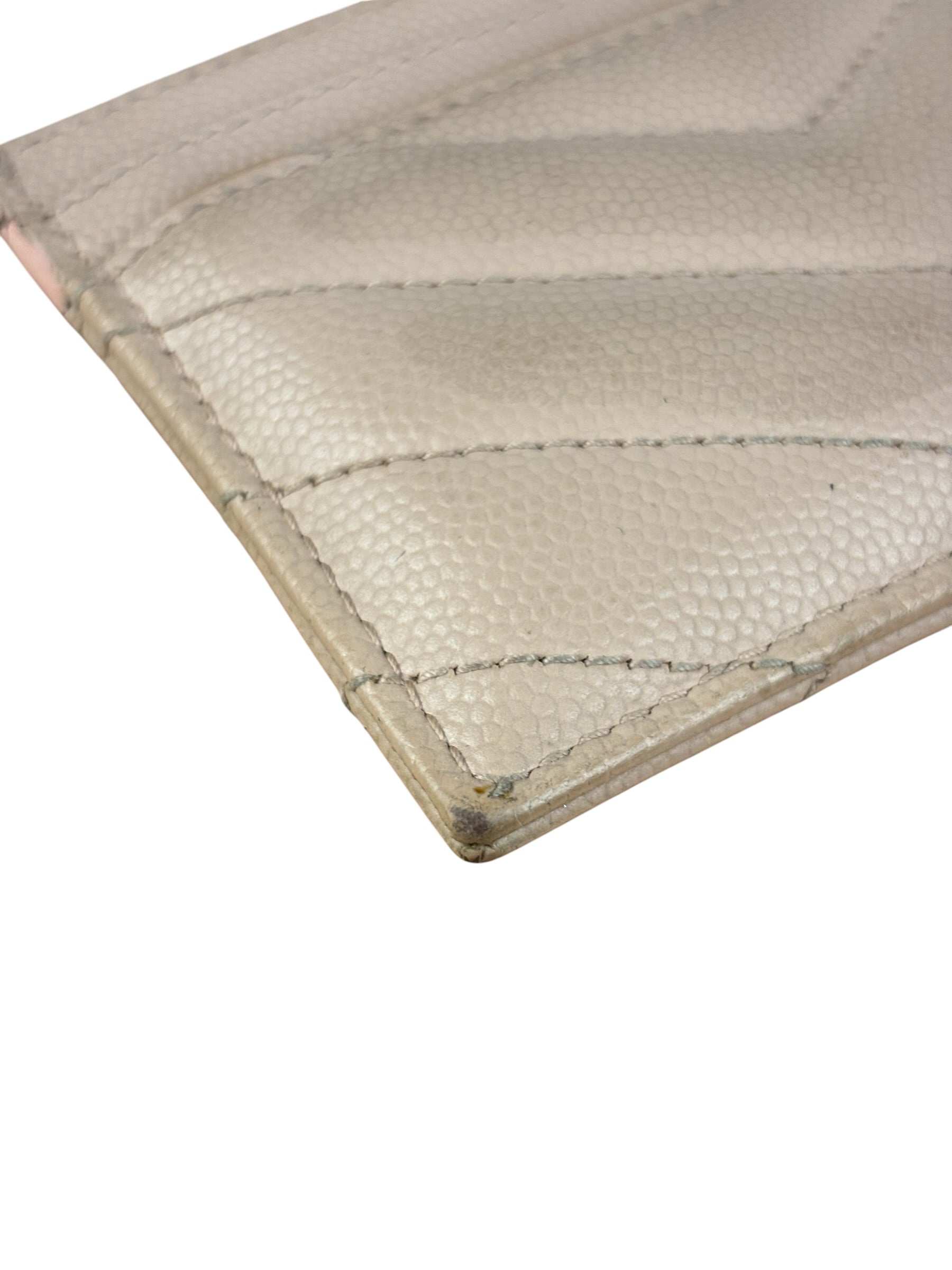 YSL Pale Pink Leather Cassandre Matelasse Card Holder