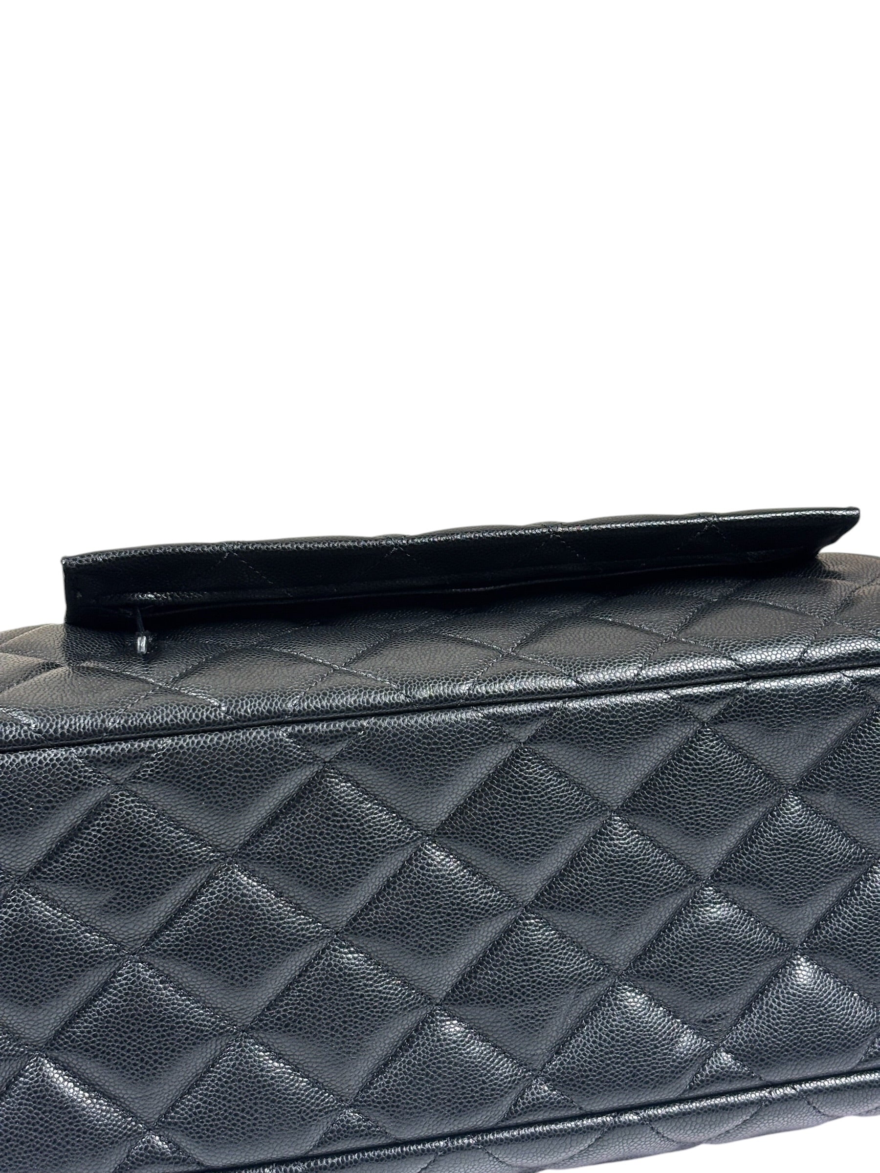 Chanel Black Quilted Caviar Jumbo Flap Bag 2021