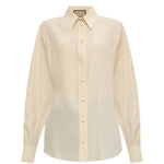 Gucci Ivory Silk Horsebit Button Down Top