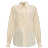 Gucci Ivory Silk Horsebit Button Down Top