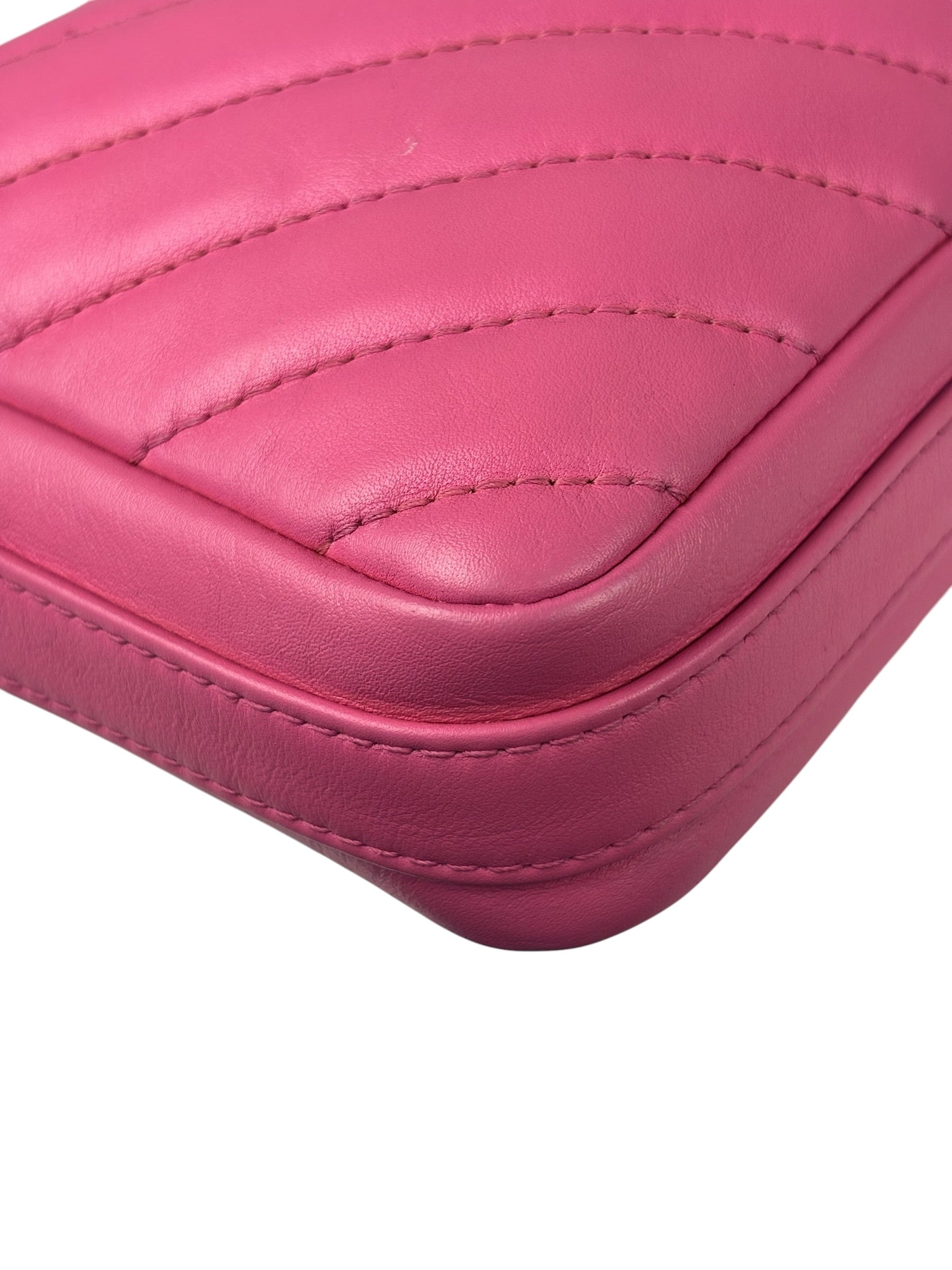 Chanel Pink Chevron Leather Promenade Chain Shoulder Bag 2018